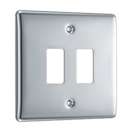 British General Nexus Metal Grid 2-Module Grid Faceplate Polished Chrome