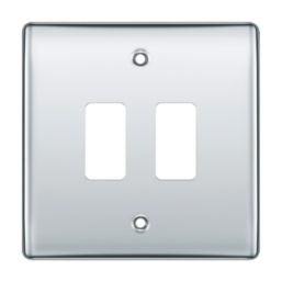 British General Nexus Metal Grid 2-Module Grid Faceplate Polished Chrome