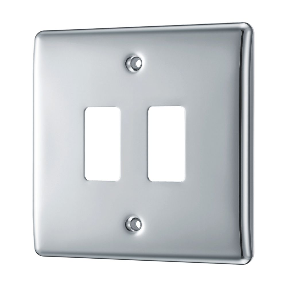 British General Nexus Metal Grid 2-Module Grid Faceplate Polished Chrome