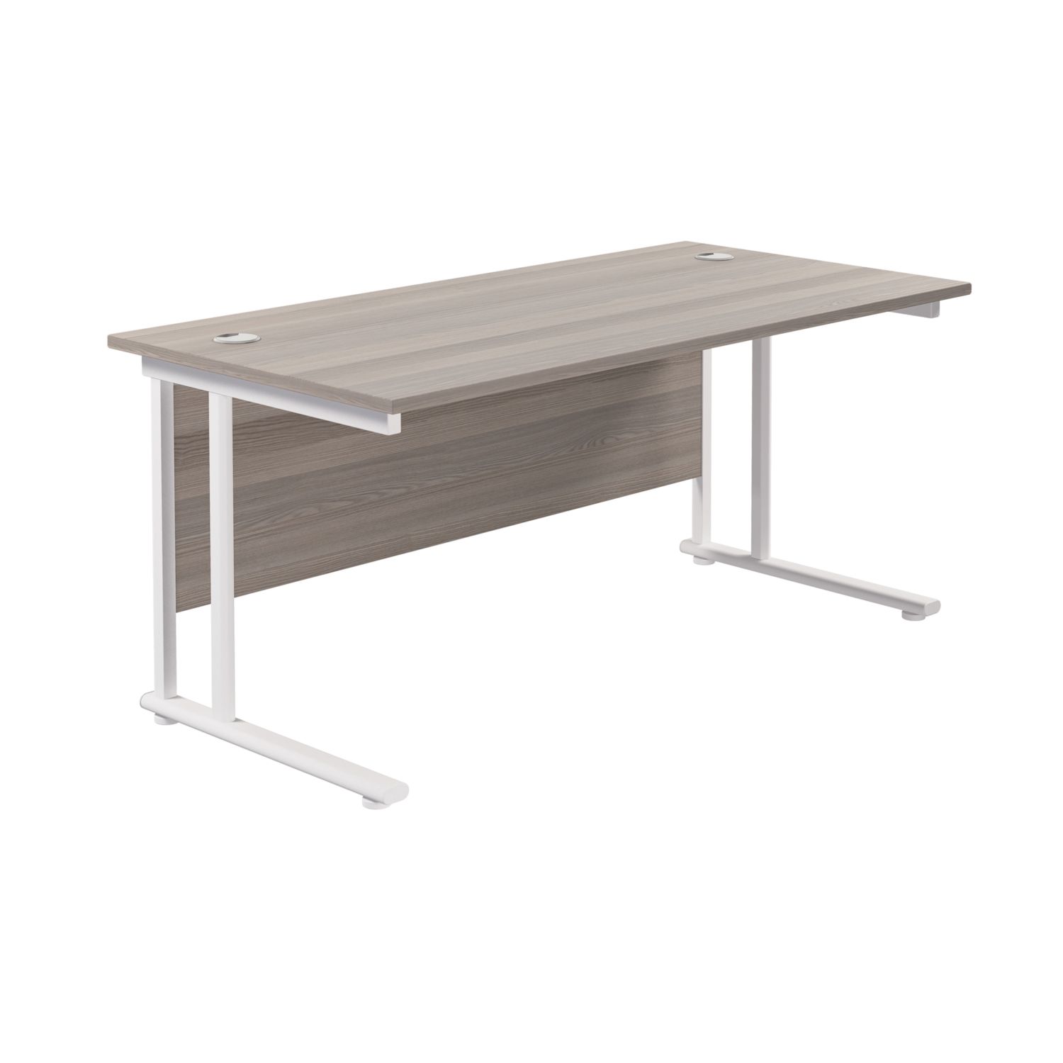 TC Group Aztec Twin Upright Rectangular Office Desk Grey Oak/White 1600mm x 800mm (346TT)