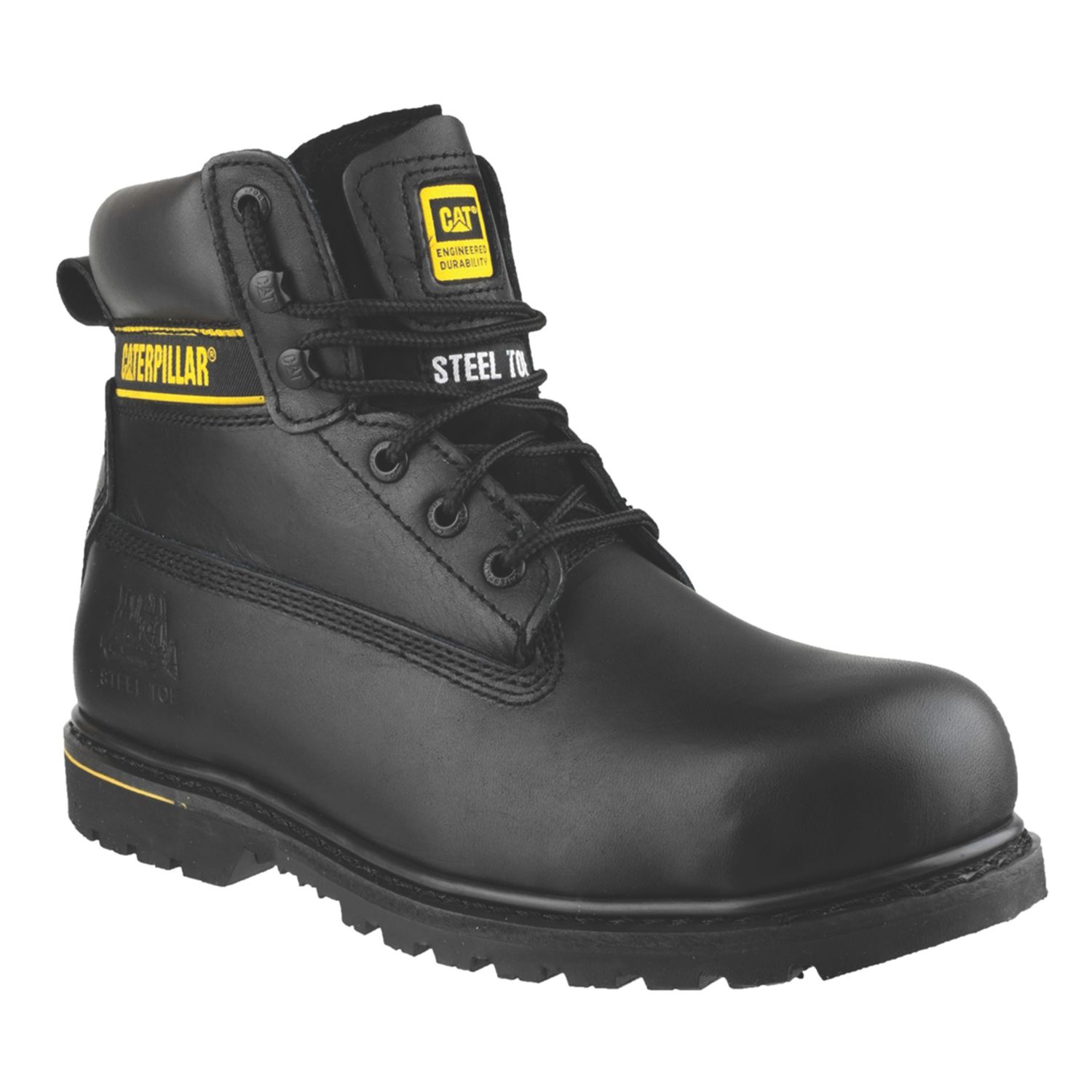 CAT Holton Size 12 Black Steel Toe Cap Safety Boots (346XK)