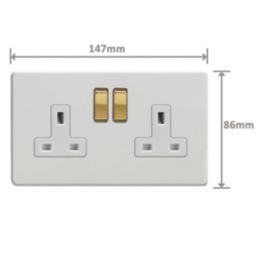 Varilight  13A 2-Gang 2-Pole Switched Socket Paintable  with White Inserts