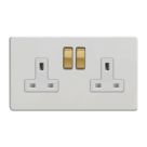 Varilight  13A 2-Gang 2-Pole Switched Socket Paintable  with White Inserts