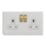 Varilight  13A 2-Gang 2-Pole Switched Socket Paintable  with White Inserts