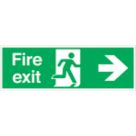 Non Photoluminescent "Fire Exit Right" Signs 150mm x 450mm 100 Pack