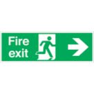 Essentials  Non Photoluminescent "Fire Exit Right" Signs 150mm x 450mm 100 Pack