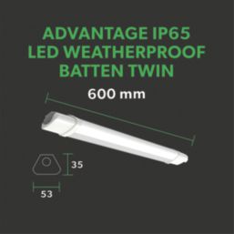 4lite Advantage Twin 2ft LED IP65 Batten 18W 2200lm 220-240V