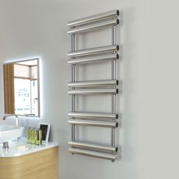Time 1275mm x 500mm 2493BTU Silver Flat Designer Towel Radiator