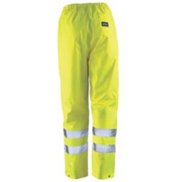 Tough Grit  Hi-Vis Waterproof Trousers Elasticated Waist Yellow / Navy Medium 40" W 31" L