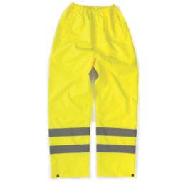 Tough Grit  Hi-Vis Waterproof Trousers Elasticated Waist Yellow / Navy Medium 40" W 31" L