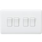 Knightsbridge Curved Edge 10AX 4-Gang 2-Way Light Switch  White