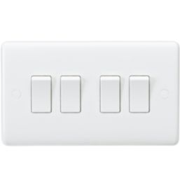 Knightsbridge Curved Edge 10AX 4-Gang 2-Way Light Switch  White