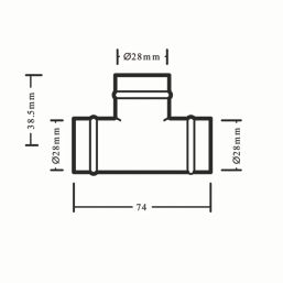Flomasta  Copper Solder Ring Equal Tee 28mm