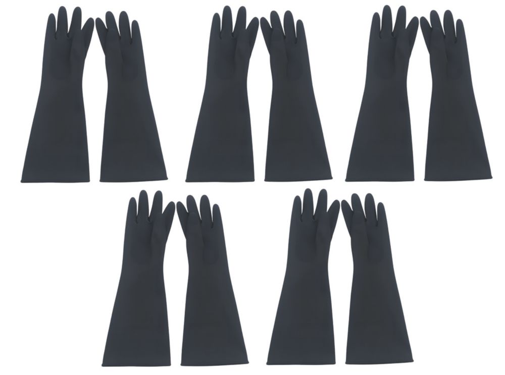 L-PRO Heavy Duty Rubber Gloves Black Medium 5 Pairs - Screwfix