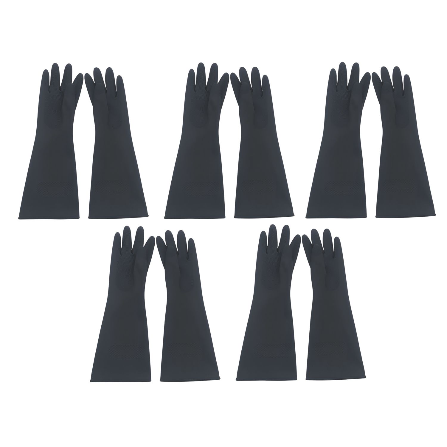 L-PRO Heavy Duty Rubber Gloves Black Medium 5 Pairs (348AW)