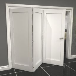 Green & Taylor 1-Panel Roomfold 3-Door Primed White Wooden Shaker Internal Bi-Fold Doors 2060mm x 2361mm