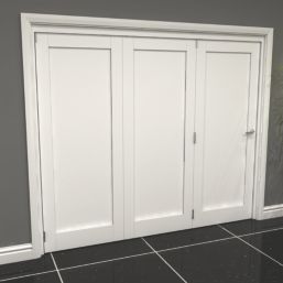 Green & Taylor 1-Panel Roomfold 3-Door Primed White Wooden Shaker Internal Bi-Fold Doors 2060mm x 2361mm