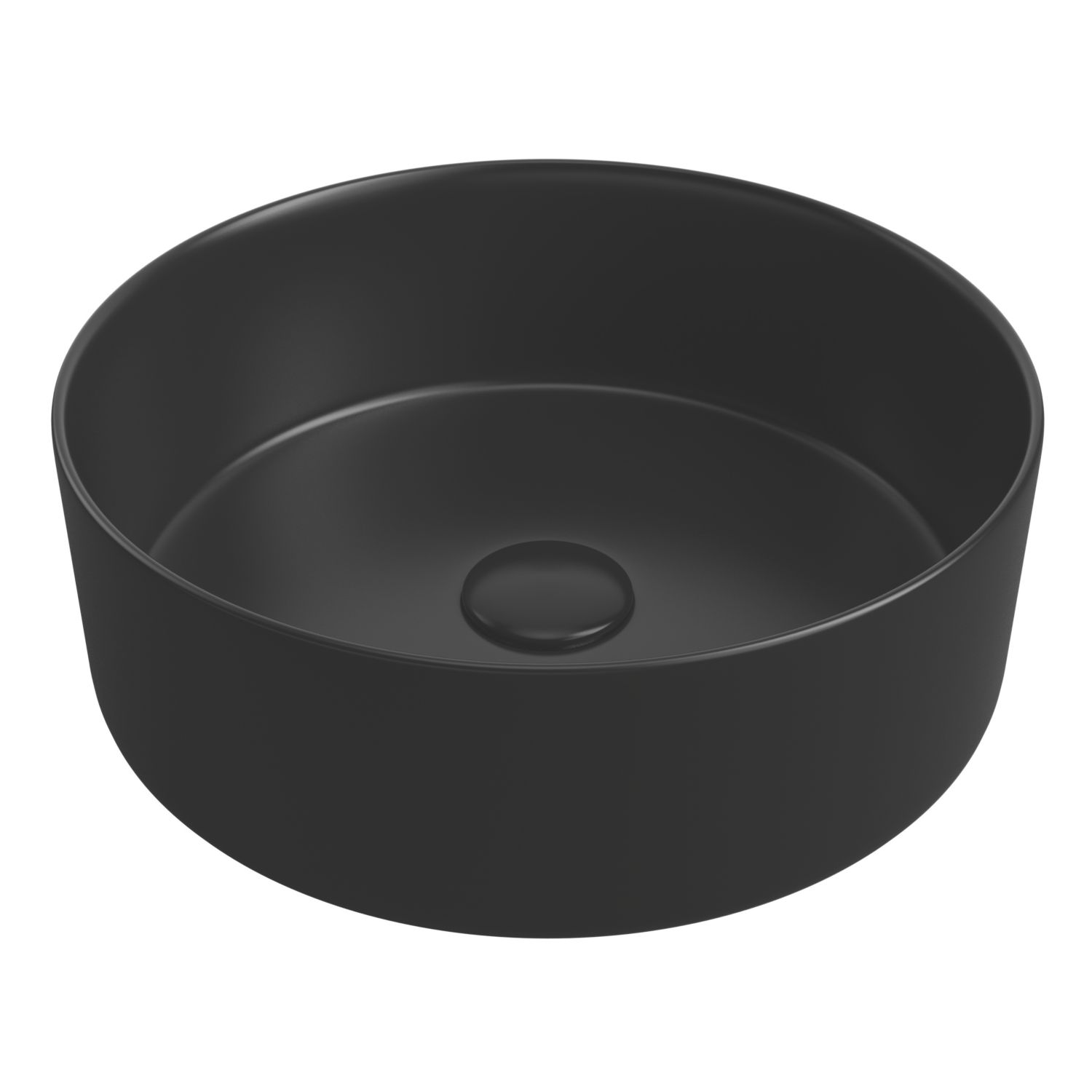 Matt Black Bathroom Washbowl No Tap Holes 355mm (348PJ)