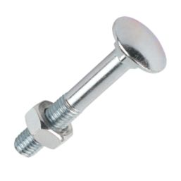 Easyfix General Purpose Threaded Coach Bolts Carbon Steel Bright Zinc-Plated M12 x 130mm 25 Pack