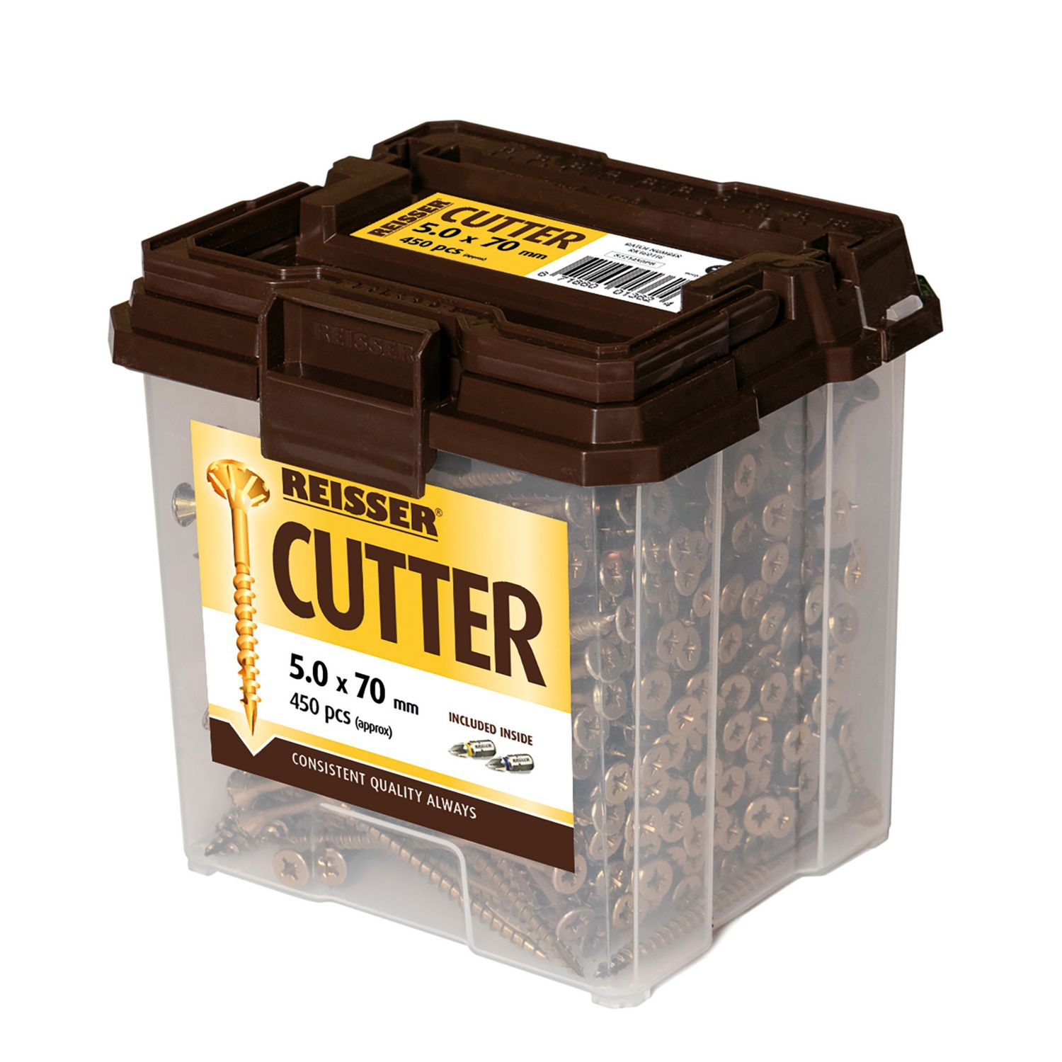 Reisser Cutter Tub PZ Countersunk High Performance Woodscrews 5mm x 70mm 450 Pack (348PV)
