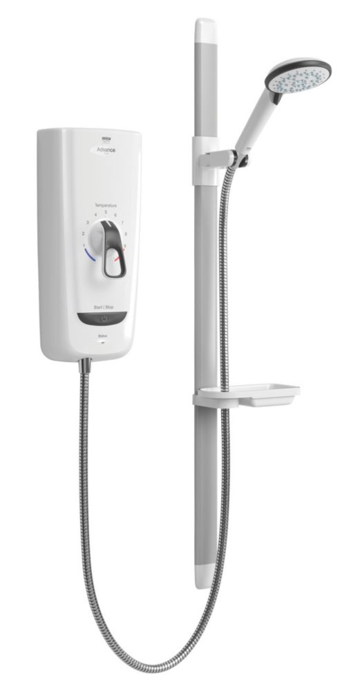 【新品】MIRABLE AQUABLAST Mira Advance Flex White 9.8kW Thermostatic Electric Shower - Screwfix