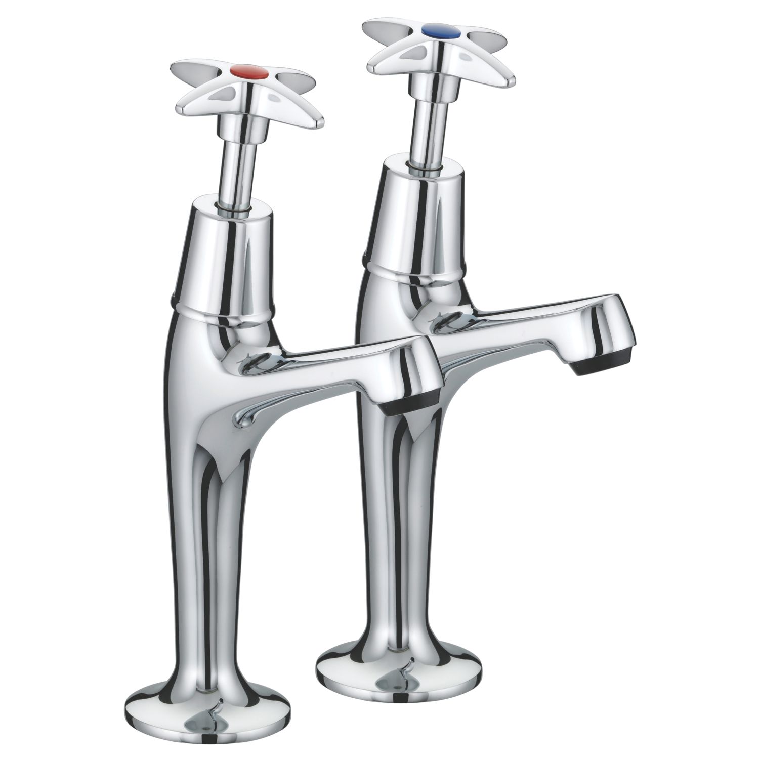 Bristan X Head Contemporary Cross Head High Neck Pillar Taps Chrome 1 Pair (349JE)