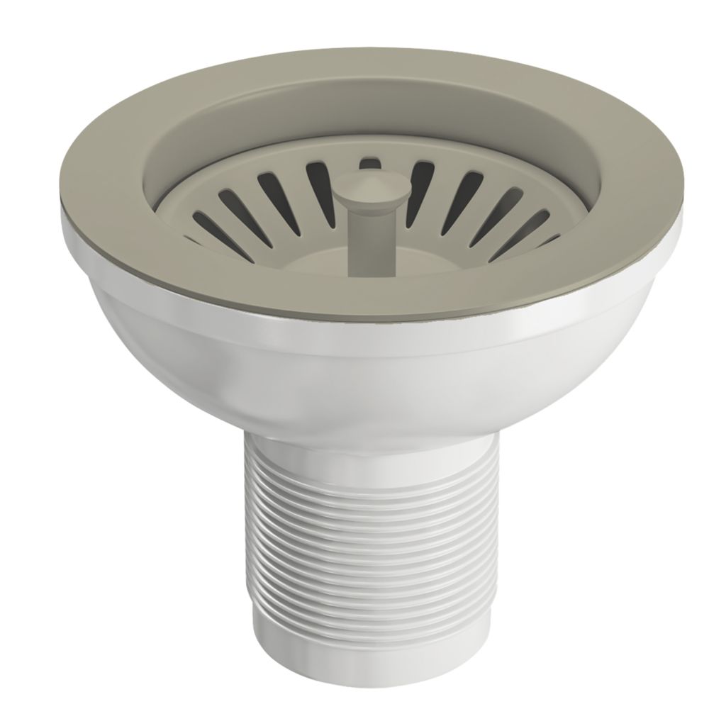 ETAL Sink Strainer Waste without Overflow Brushed Steel 90mm Screwfix