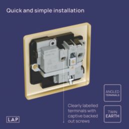 LAP  13A 1-Gang SP Switched Switched Socket Satin Brass  with Black Inserts