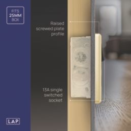 LAP  13A 1-Gang SP Switched Switched Socket Satin Brass  with Black Inserts