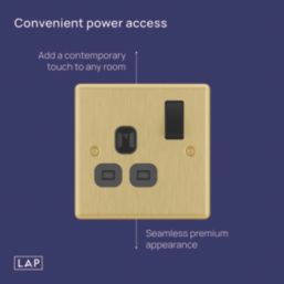 LAP  13A 1-Gang SP Switched Switched Socket Satin Brass  with Black Inserts