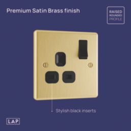 LAP  13A 1-Gang SP Switched Switched Socket Satin Brass  with Black Inserts