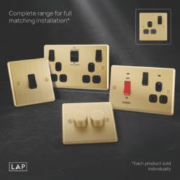 LAP  13A 1-Gang SP Switched Switched Socket Satin Brass  with Black Inserts