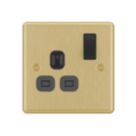 LAP  13A 1-Gang SP Switched Switched Socket Satin Brass  with Black Inserts