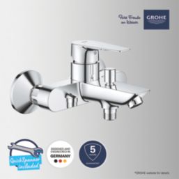 Grohe Start Edge Chrome 119mm Wall Mounted Lever 2 Tap Holes Bath Shower Mixer Tap