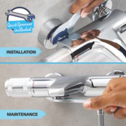 Grohe Start Edge Chrome 119mm Wall Mounted Lever 2 Tap Holes Bath Shower Mixer Tap