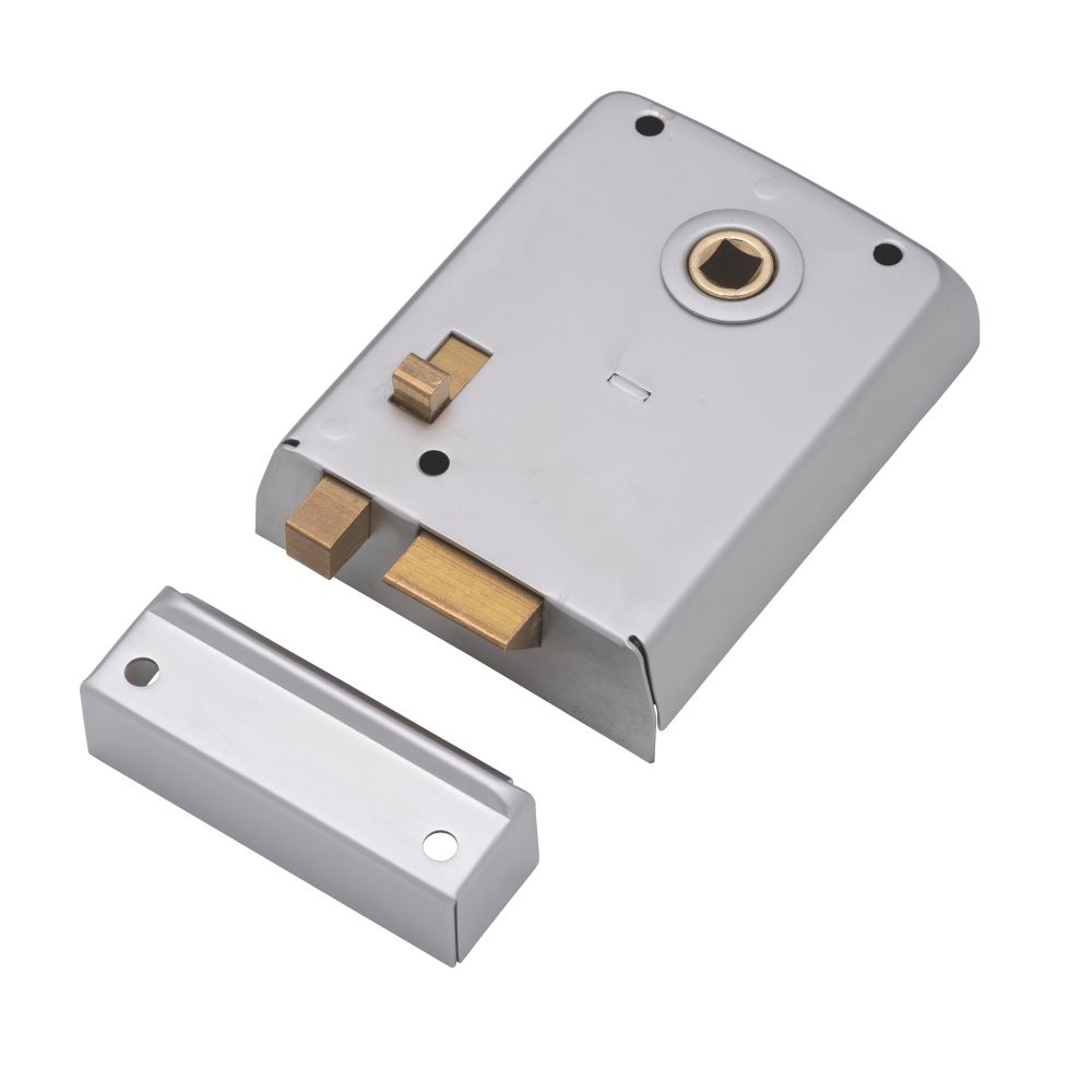 Smith & Locke Rim Lock Satin Nickel 105mm x 81mm Screwfix