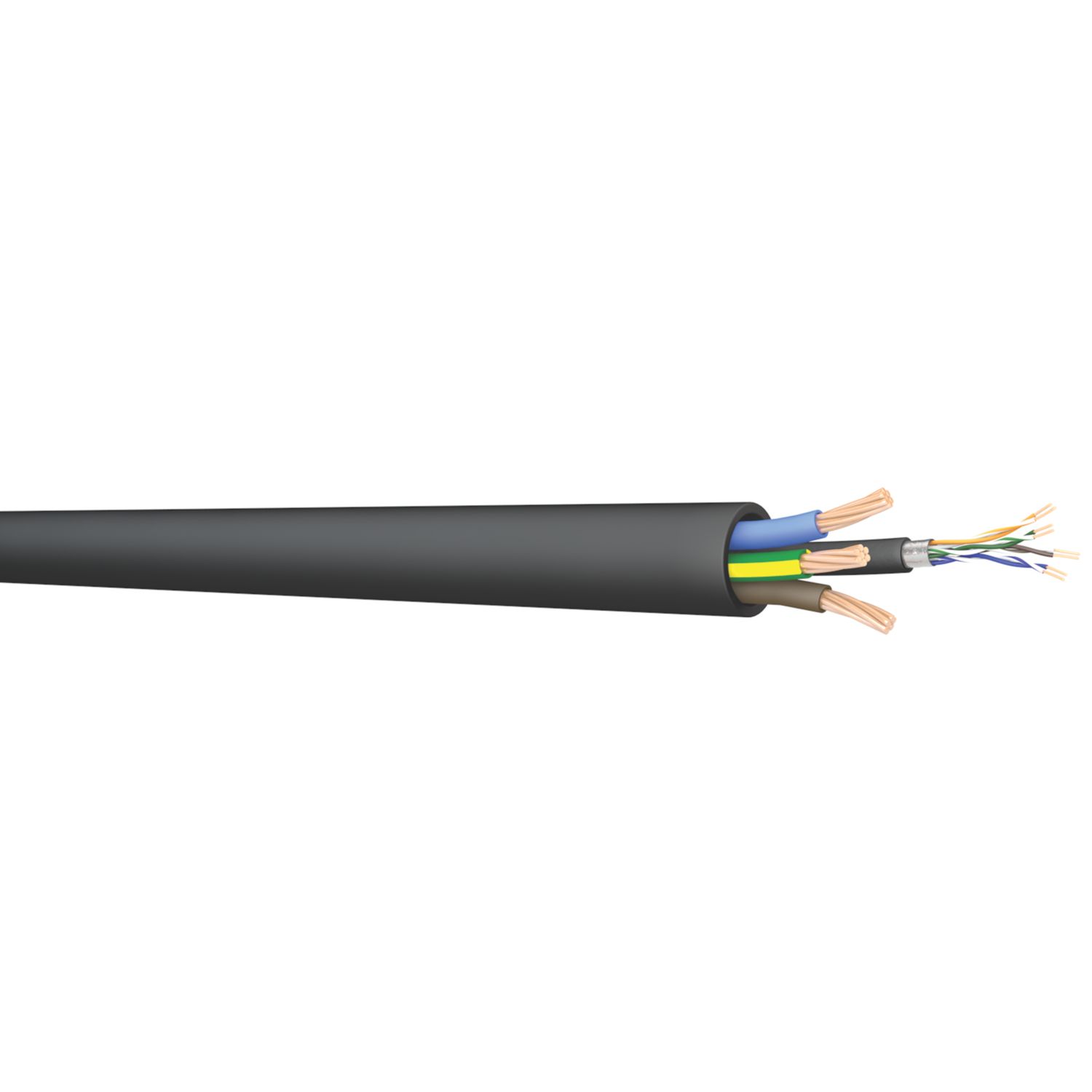 Prysmian PRY-EV Black 3-Core 4mm² & Cat 5e 4-Pair EV Charging Cable 25m Coil (349RE)