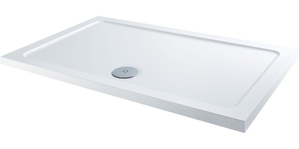 Essentials Rectangular Shower Tray with Waste White 1300 x 800 x 40mm