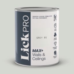 LickPro Max+ 1Ltr Grey 01 Matt Emulsion  Paint