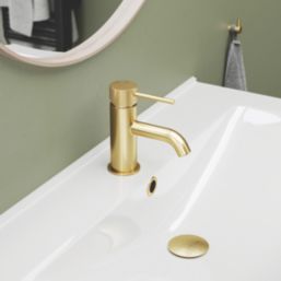 Swirl Melba Gold 143mm Cloakroom Lever Mono Basin Mixer Tap  With Clicker Waste