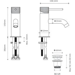 Swirl Melba Gold 143mm Cloakroom Lever Mono Basin Mixer Tap  With Clicker Waste