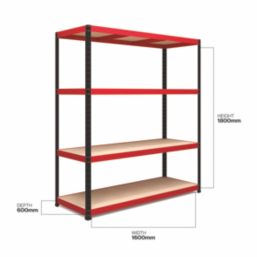 RB Boss  4-Tier Metal Garage Shelving Unit 1600mm x 600mm x 1800mm