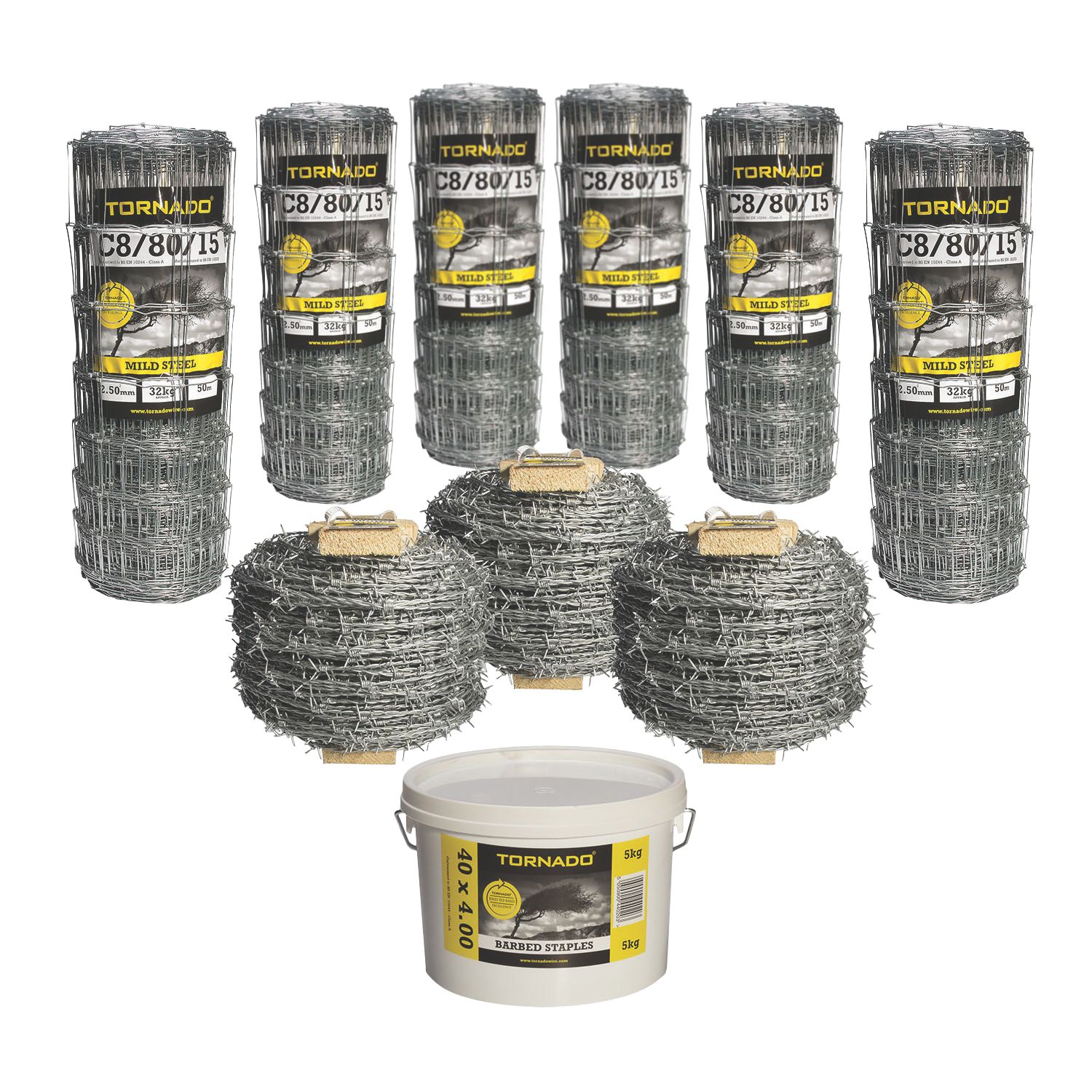 Tornado C8-80-15 Mild Steel Stock Fencing Bundle (3501H)