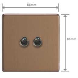 Varilight  10A 2-Gang 2-Way Light Switch  Brushed Bronze