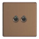 Varilight  10A 2-Gang 2-Way Light Switch  Brushed Bronze