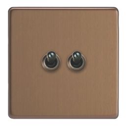 Varilight  10A 2-Gang 2-Way Light Switch  Brushed Bronze