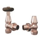 ETAL Harrow 15mm x 1/2" Copper Angled Traditional Thermostatic Radiator Valve & Lockshield