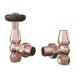 ETAL Harrow 15mm x 1/2" Copper Angled Traditional Thermostatic Radiator Valve & Lockshield