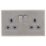 Arlec  13A 2-Gang SP Switched Socket Stainless Steel  with Grey Inserts