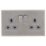 Arlec  13A 2-Gang SP Switched Socket Stainless Steel  with Grey Inserts